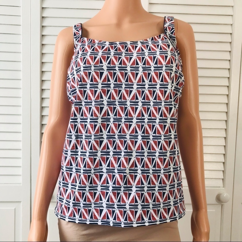 2/$25 LANDS’ END Geometric Pattern Padded Swim Top Size 12